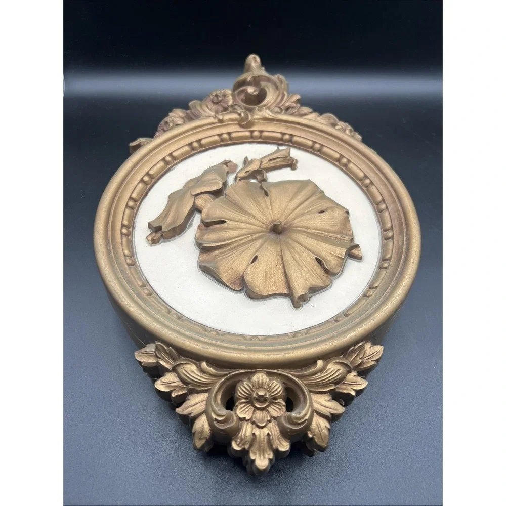 Set‎ Of 4 VTG 70's Dart Syroco Gold Plastic Floral Design Old Hollywood Wall Art